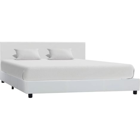 Estructura de cama sin colchón cuero sintético blanco 160x200cm vidaXL