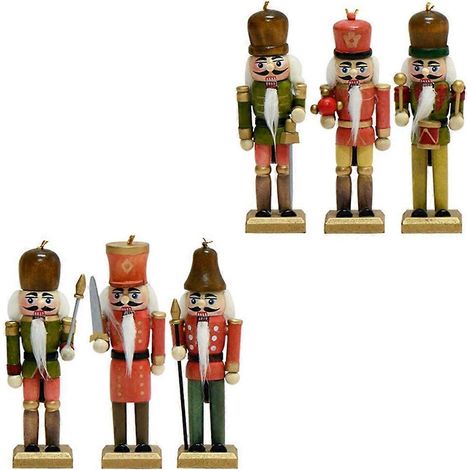 Ensemble de figurines de casse-noisettes en bois décoratifs, élégant ornement de table de Noël (1/4)