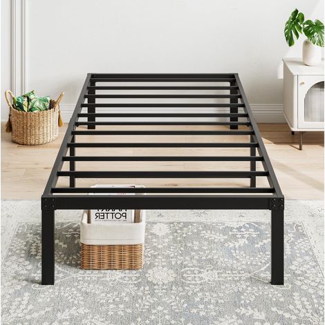 Lit plateforme en métal noir 90 x 200 cm HOMVRA (1/5)