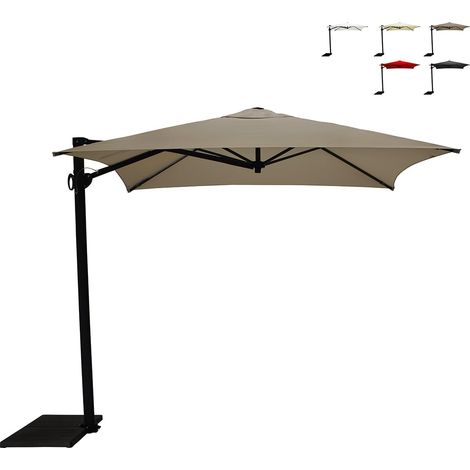 Sombrilla lateral cuadrada 250x250 para jardín protección UV50+ Trend - Marrón