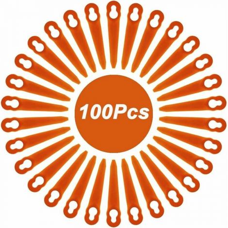 100pcs Plastic Replacement Blades for Strimmer Lawn Mower Blade Cordless Brush Cutter Blades Replacement Cutting Blades for Garden Lawn (L83 Orange) (1/4)