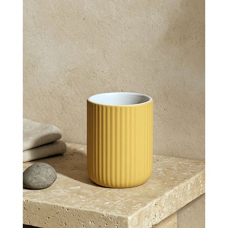 Exagonshop Bicchiere portaspazzolini da appoggio in ceramica