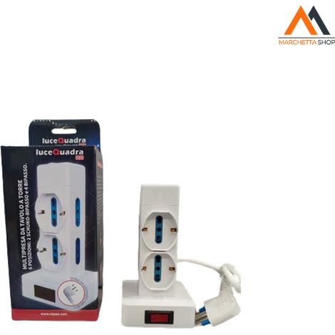 MULTIPRESA TORRE 6 POSTI: 2 SCHUKO+4 BIPASSO SPINA 16A