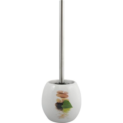 Brosse WC avec Support Céramique Décor Blanc