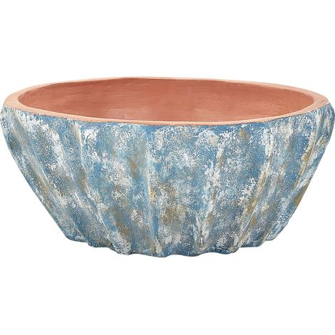 Pot de Fleurs Traditionnel en Terre Cuite Ovale 51 cm Extérieur Intérieur Bleu Ostrya (1/5)