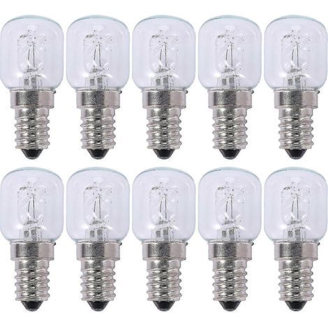 10 ampoules halogènes E14 haute température (500 °C) 25 W à bulles (1/4)