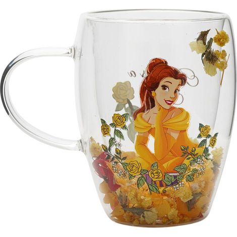 Taza cristal flores secas Bella Princesas Disney
