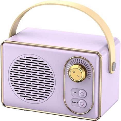 Altoparlante Bluetooth retrò, altoparlante vintage portatile con Bluetooth 5.0, supporta scheda TF/chiavetta USB/ingresso AUX, viola (1/4)