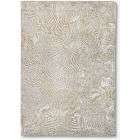 CORAL DESIGN - ALFOMBRA ESTRUCTURADA PARA MEDITACIÓN - Hecha en Bélgica - Acabado a Mano - Antideslizante Natural - 100% Poliéster - Shell Beige - 170 x 240 CM (1/5)
