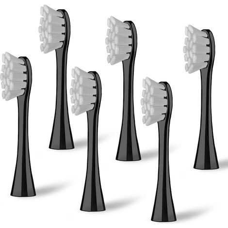6 têtes de brosse compatibles avec la brosse à dents électrique Oclean, brosses de rechange adaptées à Oclean One, Flow, X Pro, X Pro Elite, X Pro Digital, X10, X Ultra, Air2, F1, etc. (Noir) (1/5)