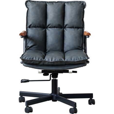 Chaise de bureau ergonomique pivotante en cuir régénéré, réglable en hauteur, avec roulettes et style mid-century pour home office et direction CHICFURN (1/5)