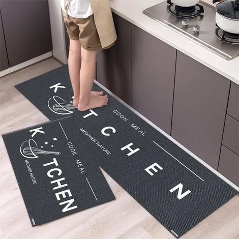 Tapis - W1 - 2 pièces - Antidérapant - Lavable - 40x60cm + 40x120cm Multicolore TAPIS DE CUISINE