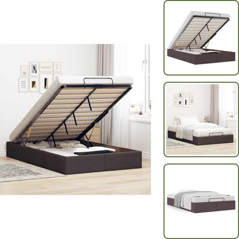 Cadre de lit ottoman sans matelas marron foncé 120x200 cm tissu - Cadre De Lit Ottoman - Cadres De Lit Ottomans - Cadre De Lit - Cadre De Lit Avec Rangement (1/5)