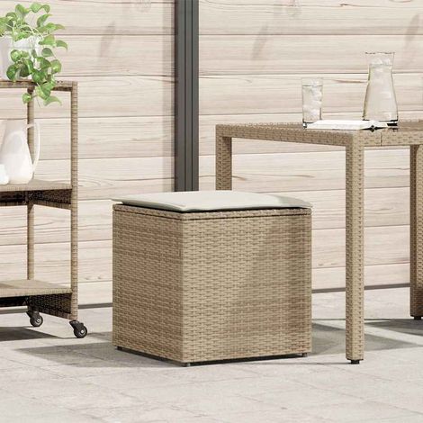 Cushion Box with Storage Beige 50 x 50 x 50 cm Poly Rattan vidaXL (1/5)