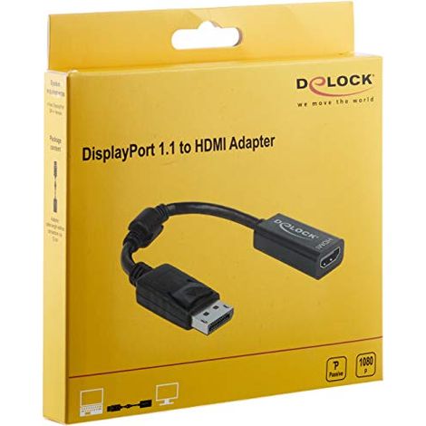 DeLOCK Adattatore Display Port St.&gt Hdmi ad alta velocità-BU. 0,22 M Ferrite [BK], nero (1/4)
