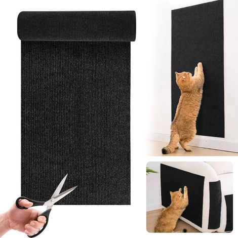 Rascador para gatos para sofá, 200 x 30 cm, protector antiarañazos para sofá, alfombrilla rascadora autoadhesiva para gatos, tamaño personalizado para pared, sofá y muebles (negro). (1/5)