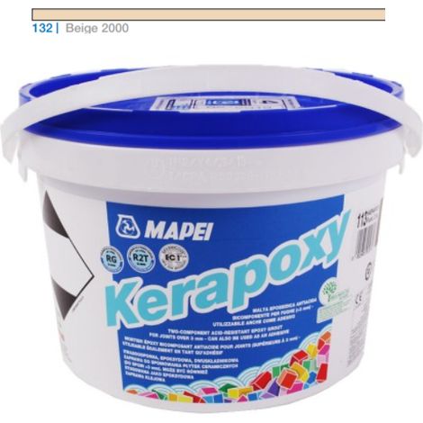 Mapei – Mortier époxy anti acide KERAPOXY 132 – Colle pour carrelage – Application à partir de 3 mm – Conforme HACCP – 2 Kg