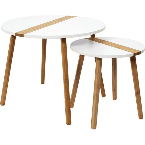 Ensemble de 2 tables gigognes bicolores RELIEF (1/4)
