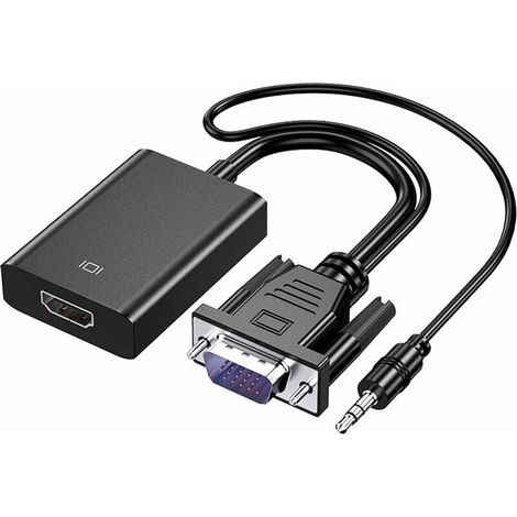 royaluxe -Adaptat VGA vers HDMI pour connecter un ordinat portable à interface VGA traditionnelle, un PC vers un monit ou un project HDMI, convertiss 1080P VGA mâle vers HDMI femelle avec câble a (1/5)