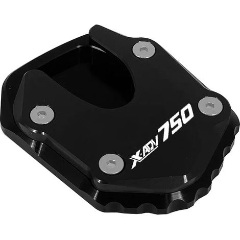 (X-ADV 750 NOIR) Accessoires moto compatibles avec HONDA X ADV 750 (2021-2023) : béquille latérale CNC, extension et plaque de support maxpower (1/4)