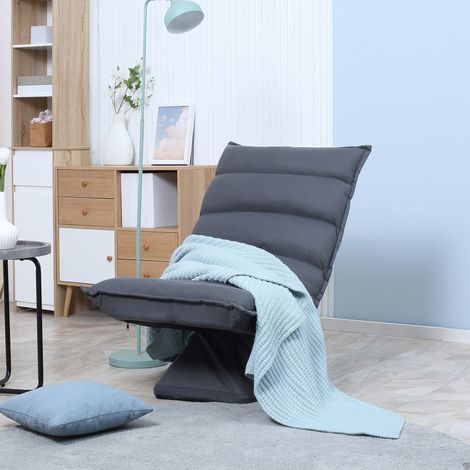 Sillón de suelo 62x70x95 cm gris oscuro de acero con respaldo ajustable y asiento giratorio 360° (1/5)