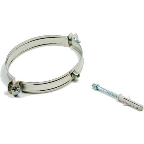 COLLARE FASCETTA MURALE ACCIAIO INOX FISSAGGIO A MURO CANNE FUMARIE  80 mm
