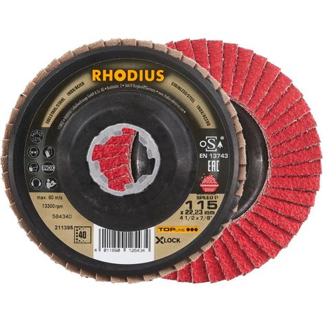 RHODIUS JUMBO SPEED P X-LOCK, 10 Stück, 115 mm, Korn 40, X-LOCK Fächerschleifscheibe (1/4)
