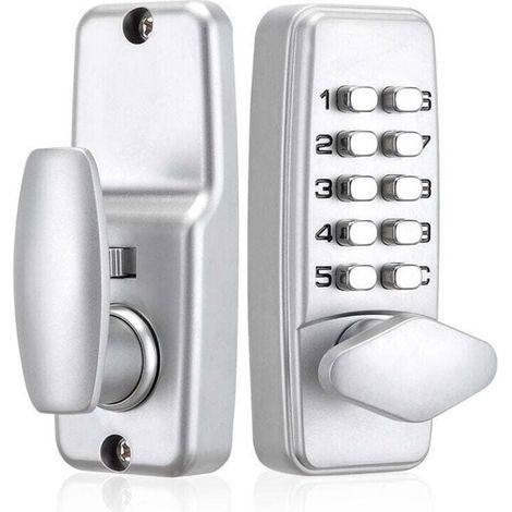 Verrou de porte à code numérique - Chromé - Étanche - Bouton de verrouillage à combinaison - Sans clé - Silver (1/4)