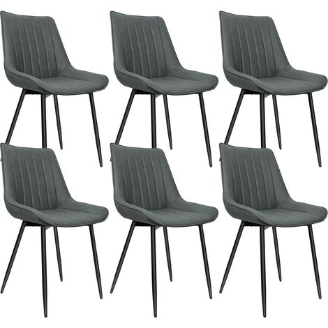 Juego de 6 Sillas de Comedor, Sillas de Cocina Tapizadas con Patas de Metal, Gris oscuro (1/5)