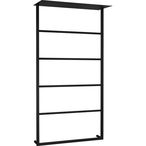 SKA porte-serviettes mural avec étagère 604x1184x252mm, noir mat (1/4)