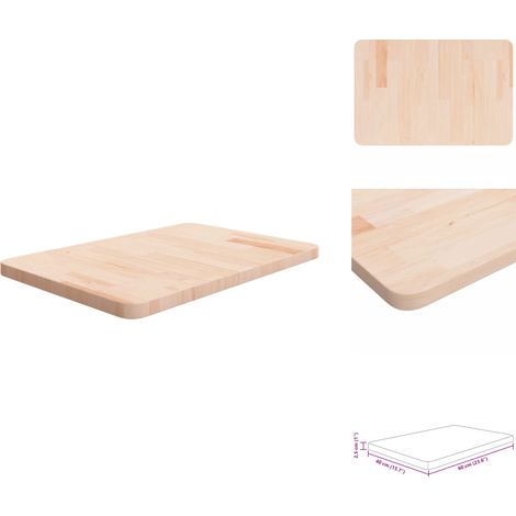 Waschtischplatte 60x40x2,5 cm Massivholz Unbehandelt - Waschtischplatte - Eichenholz Platte - Badezimmersanierung - Arbeitsfläche - Holzplatte (1/4)