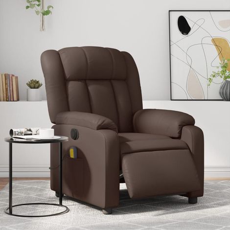 Fauteuil de massage inclinable électrique-Chaise de relaxation marron similicuir 308792 (1/5)