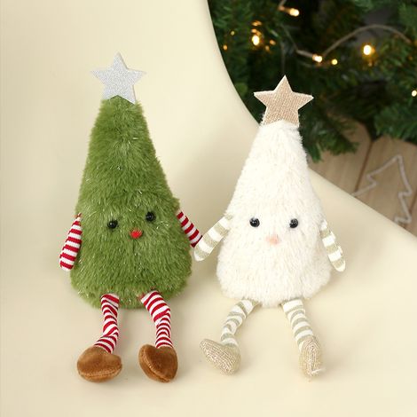 Ensemble de deux poupées en peluche représentant un sapin de Noël, 30,5 cm, blanche et verte, décorations pour les fêtes à la maison. (1/5)