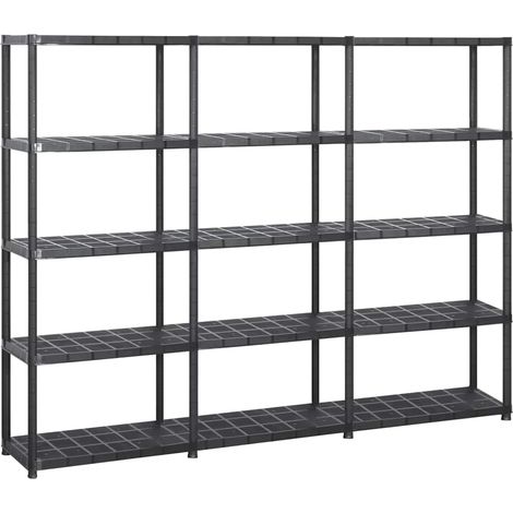 Estanterías de almacenaje 5 niveles plástico negro 213x38x170cm vidaXL