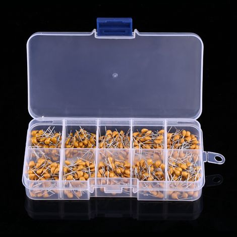 500 condensateurs céramiques multicouches monolithiques (10 valeurs : 0,1 µF à 10 µF) avec boîte de rangement (1/5)