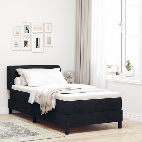 vidaXL Box Spring Bed with Mattress Black 90x200 cm Fabric (1/5)