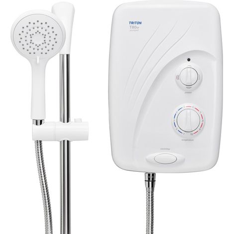 Triton T80si Pumped Tank Fed White Electric Shower Replacement 8.5kW +Riser Rail (1/6)