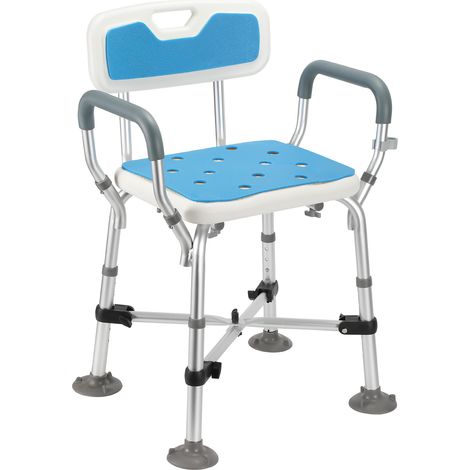 Jiubiaz Asiento de Baño Capacidad 180kg con Respaldo, Ideal para Duchas Largas, Alta Seguridad (1/5)