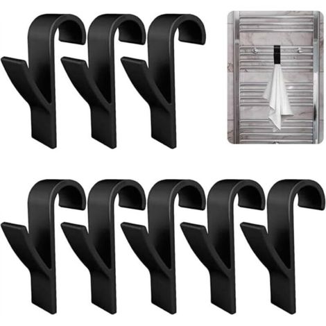 Round Radiator Hooks, 8-Piece Set, Towel Hooks, Bathroom Towel Hooks, Radiator Towel Dryer Hooks, Towel Rack for All Standard Radiators - Black