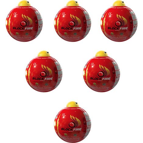 BLOCK'FIRE Lot de 6 boules extinctrices - Protection incendie intérieur extérieur - Sans entretien - 15 cm de diamètre (1/5)