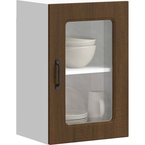 Küchen-Hängeschrank mit Glastür Kalmar Braun Eichen-Optik