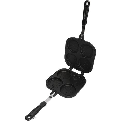 Poêle à crêpes double face, revêtement antiadhésif, alliage d'aluminium, multifonctionnelle, double face, pour paninis, tartes, pains et œufs. (1/5)