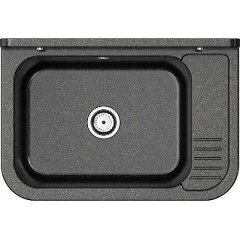 Évier Utilitaire Granitan Paron Noir avec Siphon pour Buanderie, Chaufferie, Garage, Atelier - 50x34x31 cm (1/5)