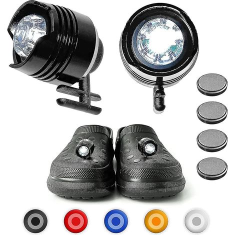 Lampe frontale pour Crocs, lot de 2 LED décoratives pour chaussures Crocs, breloques Crocs amusantes, lampe pratique pour l'école et le camping. (1/5)