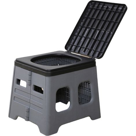 Ortviai Toilette Portable Pliable pour Voiture et Camping – Capacité 150 kg, Matériau Polypropylène, Gris