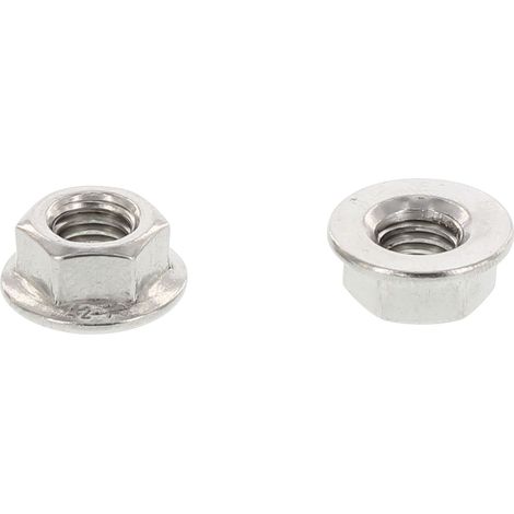 Flanschmuttern M10 Sechskantmutter mit Bund DIN6923, Edelstahl A2 - 100 Stück