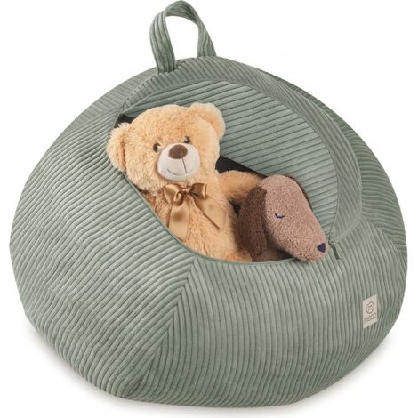 Borsa Misioo Standard per giocattoli e peluche, pouf per bambini, verde, velluto a coste di alta qualità (1/5)