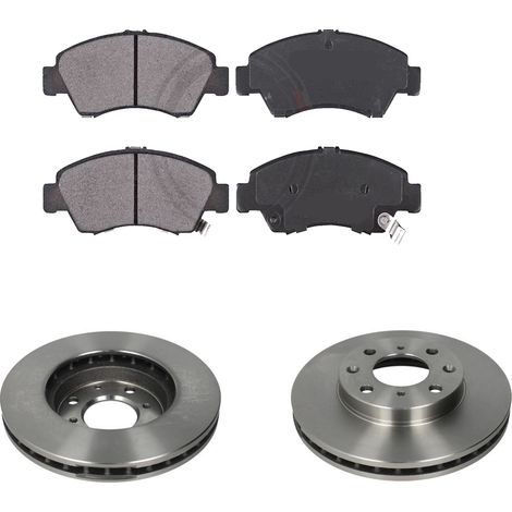 KIT FRENI ANTERIORI compatibile con HONDA JAZZ II (GD,GE3,GE2) - DISCHI + PASTIGLIE OEM: FDB777 / 17359 , 17956 , 18546 /SOSTITUZIONE DIRETTA/BASSA POLVERE/SILENZIOSO (1/5)