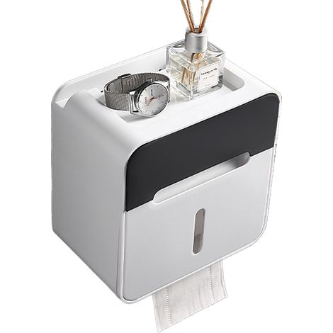Boîte À Papier Toilette Murale - Double Compartiment Avec Fenêtre Transparente Et Double Sortie - Pour Rouleaux Pleins Ou Creux - 1 Pièce (1/5)