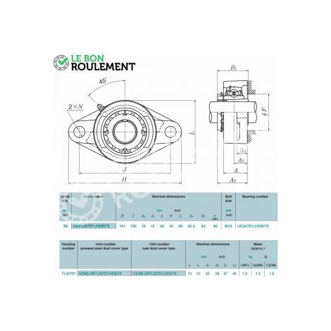 Palier fonte UKFL207-D1-NTN